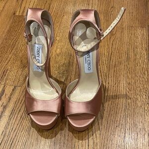 Jimmy Choo Rose Satin Ankle Strap Heels